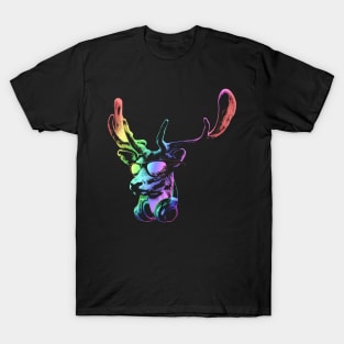 Deer DJ. Neon Cool and Funny Music Animal With Sunglasses And Headphones. T-Shirt